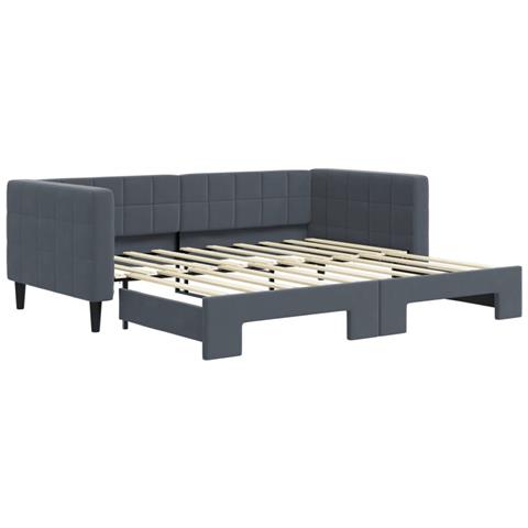 Divano Letto Con Letto Estraibile Grigio Scuro 90x190cm Velluto - Foto 2