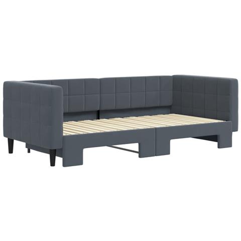 Divano Letto Con Letto Estraibile Grigio Scuro 90x190cm Velluto - Foto 3
