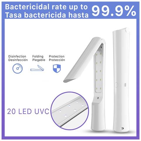 Lampada Uvc Portatile Pieghevole 4x4x25 Cm. Colore Bianco - Foto 5