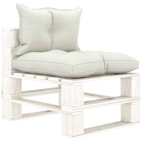 Lusso Casadino -  Poltrona Centrale Da Giardino Pallet Con Cuscini Beige In Legno - Foto 2
