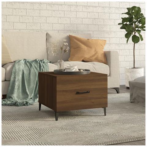 Lusso Casadino - Tavolino Da Salotto Gambe In Metallo Rovere Marrone 50x50x40 Cm - Foto 8