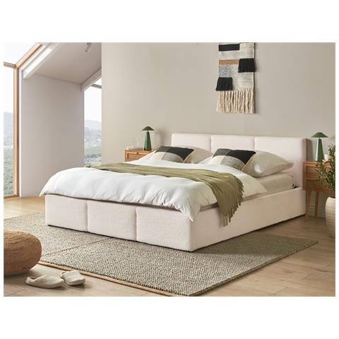 Letto Contenitore Bouclé Bousse 160 X 200 Cm Bianco Sporco - Foto 1