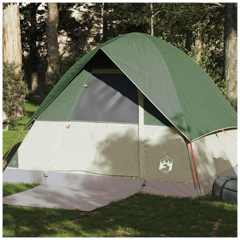 Tenda da Campeggio a Cupola per 4 Persone Verde Impermeabile - Foto 1