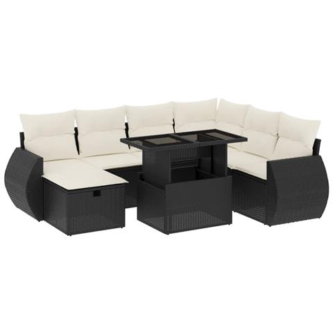 Set Divani da Giardino con Cuscini 8 pz Nero in Polyrattan - Foto 1