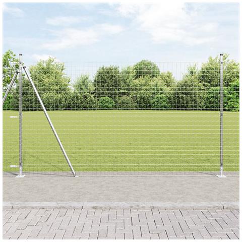 Posti per Recinzione con Piastrine di Base 26 pcs Ø32mm 88,5cm Acciaio Zincato - Foto 2