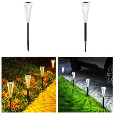 2 Pezzi Lampada Solare Da Giardino Bicolore - Foto 2