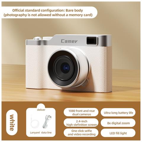 Fotocamera Digitale Compatta Con Zoom Ottico 5x E Scheda Tf Da 32gb - Cattura Ricordi Ovunque White - Foto 7