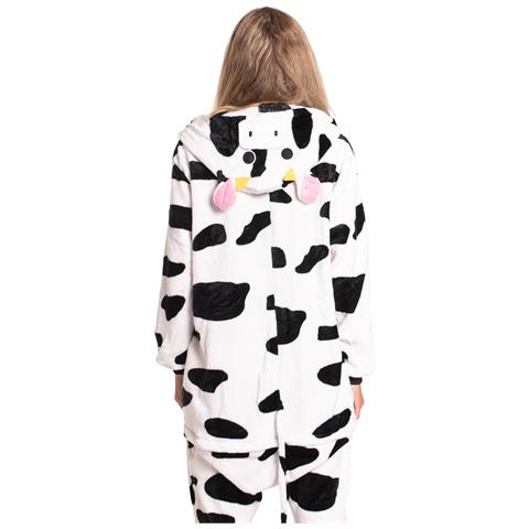 Pigiama Da Donna Tuta Kigurumi Onesie Mucca Bianco Nero 155-165 Cm M - Foto 6