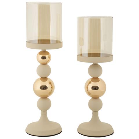 Portacandela Mf937 - Beige - Acciaio - 10x10x36 Cm - Foto 1