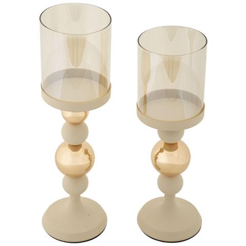 Portacandela Mf937 - Beige - Acciaio - 10x10x36 Cm - Foto 2