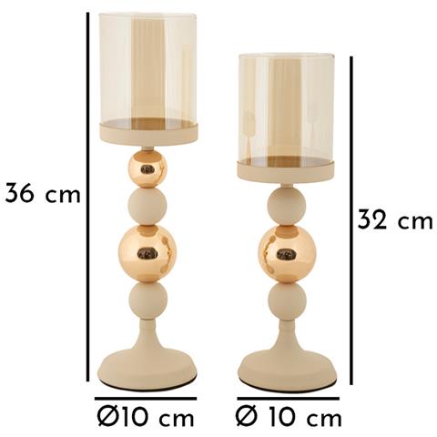 Portacandela Mf937 - Beige - Acciaio - 10x10x36 Cm - Foto 6