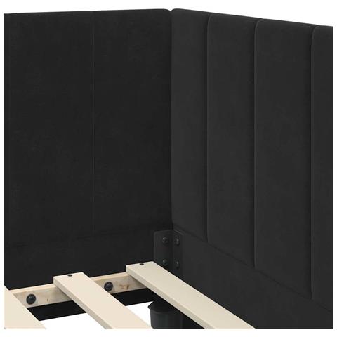 Cornice del letto ad angolo Nero 90 x 190 cm Velluto - Foto 9