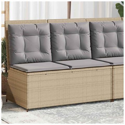 Panca Reclinabile da Giardino con Cuscini Beige in Polyrattan - Foto 2