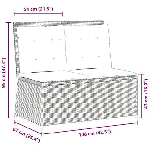 Panca Reclinabile da Giardino con Cuscini Beige in Polyrattan - Foto 9