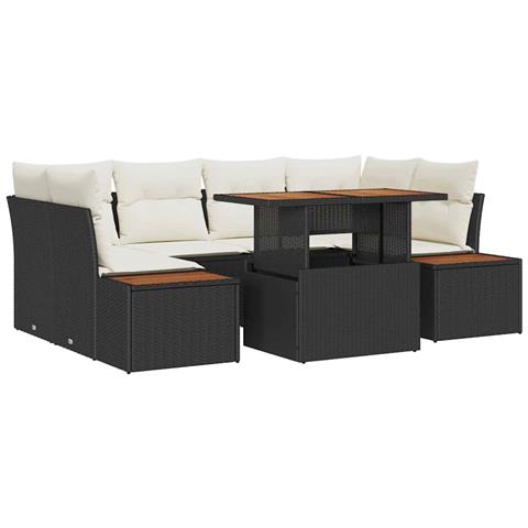Set Divano da Giardino con archiviazione 7 pcs Nero Poly Rattan - Foto 1