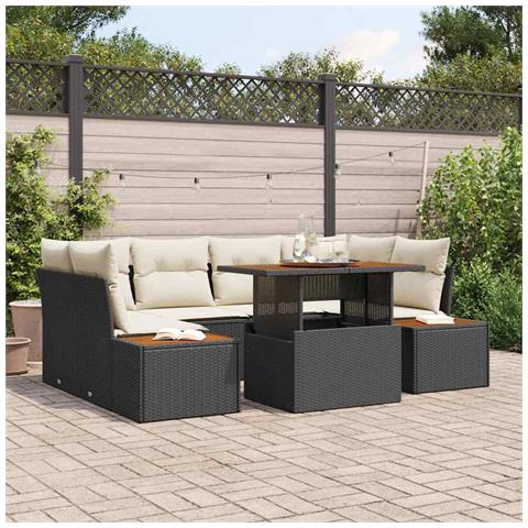 Set Divano da Giardino con archiviazione 7 pcs Nero Poly Rattan - Foto 2