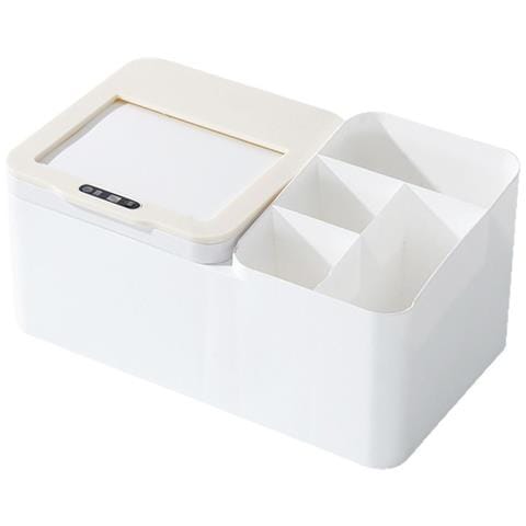 Scatola Portaoggetti Elettrica Da Scrivania Con Sensore Intelligente - Design Innovativo Con Coperchio Scorrevole Beige - Foto 1