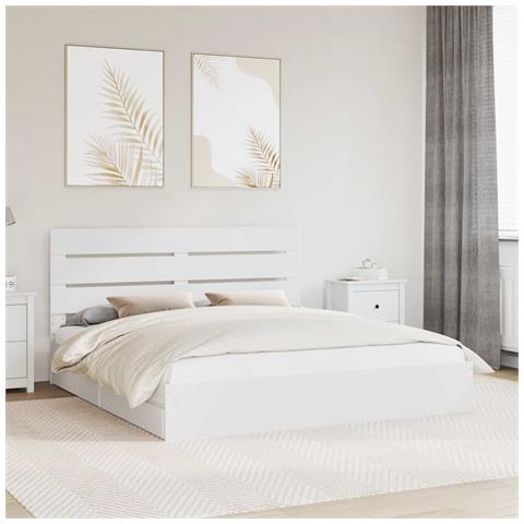 Letto con Contenitore Bianco 200 x 200 cm Legno multistrato - Foto 2