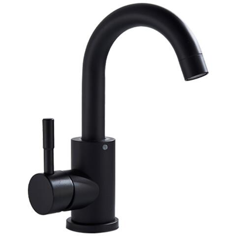 Rubinetto per lavabo da bagno, Blackswan, tipo M234, modello rotondo nero opaco, misura 23,5 cm - Foto 1