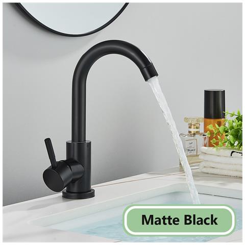 Rubinetto per lavabo da bagno, Blackswan, tipo M234, modello rotondo nero opaco, misura 23,5 cm - Foto 2
