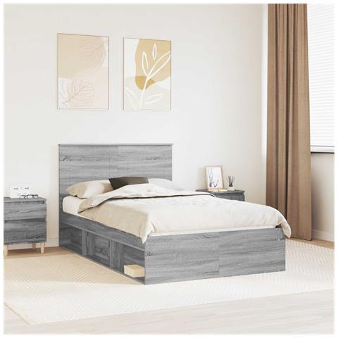 Struttura del letto Grigio Sonoma 120 x 190 cm Pino massello - Foto 2