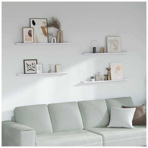 Scaffale da parete 4 pcs Marmo Bianco 100 x 9 x 3 cm - Foto 2