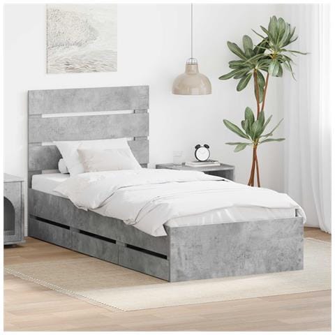 Struttura del letto con cassetto Grigio cemento 75 x 190 cm - Foto 2