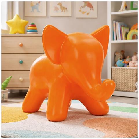 Sgabello Elephant In Plastica Arancione 86x46x56 Cm - Foto 8