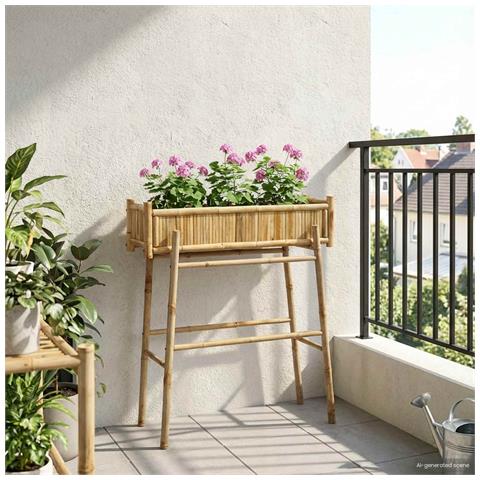 Vaso da Giardino con Supporto Naturale 100 x 38 x 114 cm Bambù - Foto 2