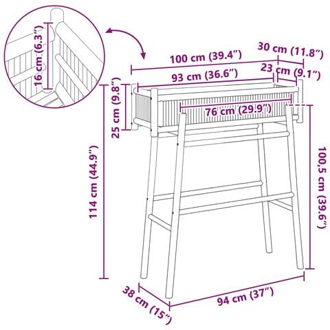 Vaso da Giardino con Supporto Naturale 100 x 38 x 114 cm Bambù - Foto 8