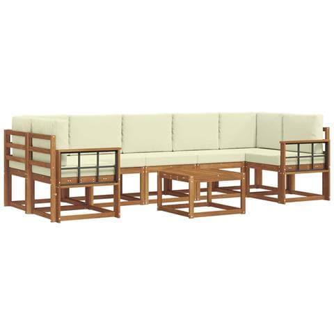 Set di divani da esterno con cuscino 8 pcs Naturale e Crema - Foto 1