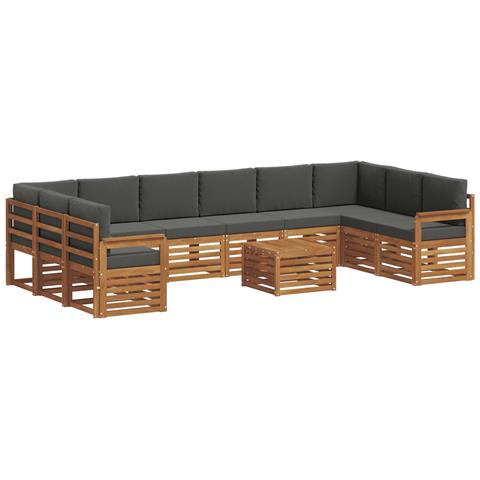 Set divani 11 pcs Naturale e Antracite Legno di Acacia Massello - Foto 1