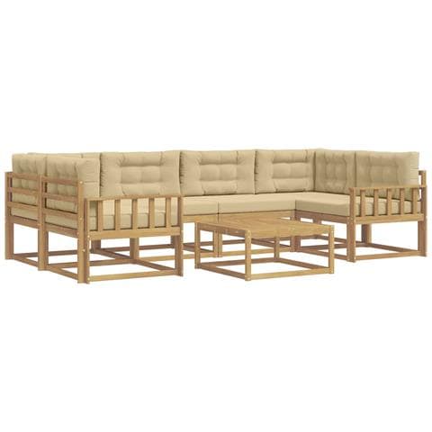 Set di divani da esterno con cuscino 5 pcs Bianco e Beige - Foto 1