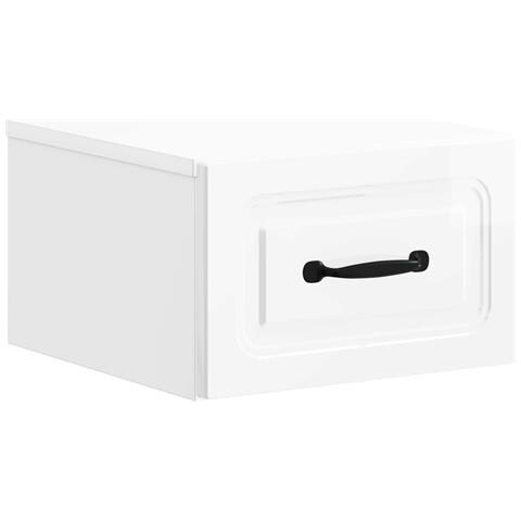 Mobiletto da notte a muro Bianco Lucido 34,5 x 33 x 20 cm - Foto 1