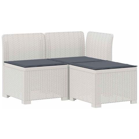 Divano da giardino 3 posti con cuscini in look rattan PP Bianco - Foto 1