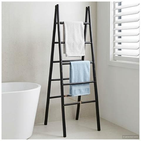 Scala per coperte a doppio lato Nero 50 x 50 x 159 cm Bambù - Foto 2