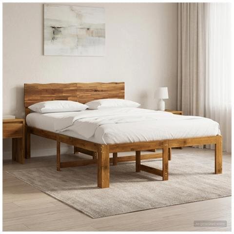 Letto matrimoniale con testiera ROSTOCK Naturale 140 x 190 cm - Foto 2