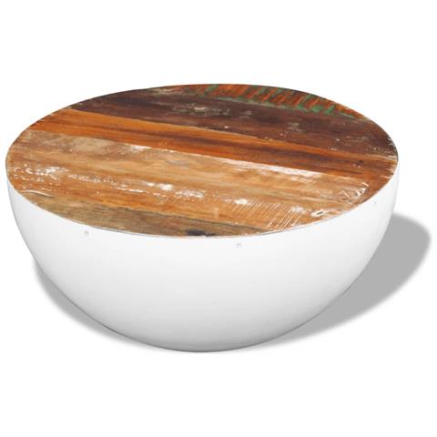 Tavolino da Caffè Forma di Coppa Legno di Recupero 60x60x30cm - Foto 2