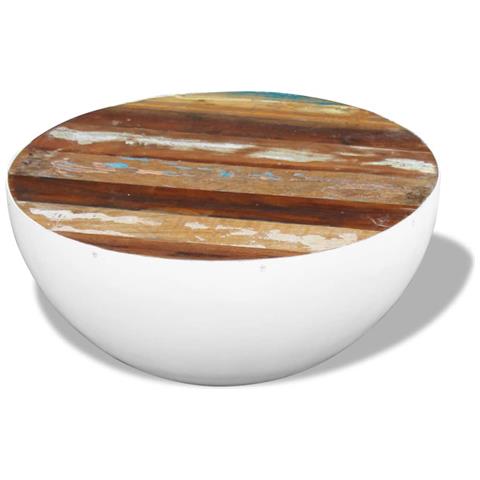 Tavolino da Caffè Forma di Coppa Legno di Recupero 60x60x30cm - Foto 10