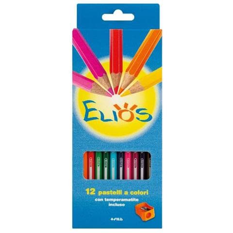 Pastelli Colorati Elios 12 Pz con Temperamatite - Foto 1