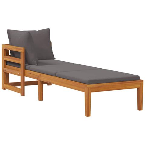 Lettino Prendisole Con 1 Bracciolo Grigio Scuro Massello Acacia - Foto 1