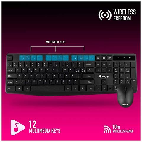 Tastiera e Mouse Wireless 8435430618327  (Layout Portoghese) Colore Nero - Foto 6