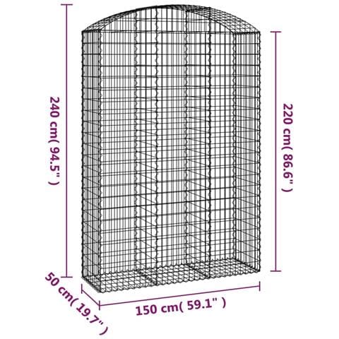 Cesto Gabbione Ad Arco 150x50x220/240 Cm Ferro Zincato - Foto 4