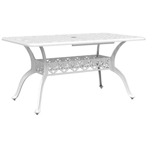 Tavolo Da Giardino Bianco 150x90x72 Cm In Alluminio Pressofuso - Foto 2