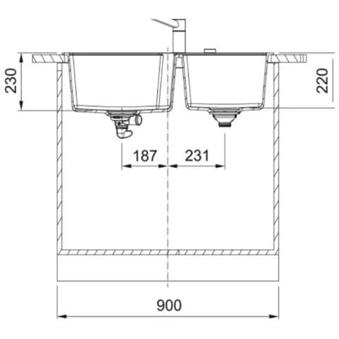 Lavello UBG 620-86 con 2 Vasche Dimensioni 860 x 500 mm Finitura Sahara - Foto 3