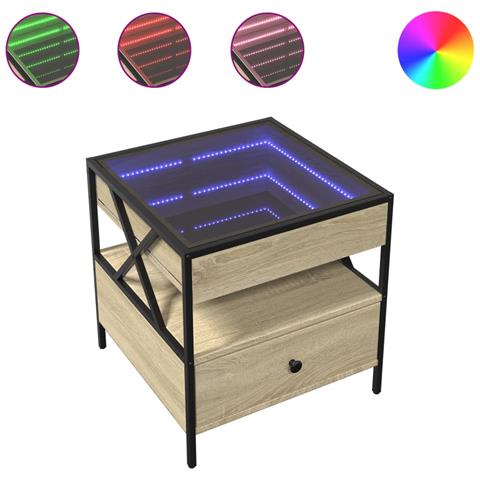 Tavolino Da Salotto Con Led Infinity Rovere Sonoma 50x50x51 Cm - Foto 2