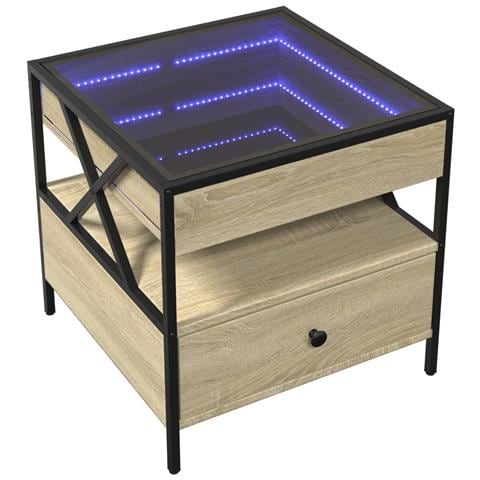 Tavolino Da Salotto Con Led Infinity Rovere Sonoma 50x50x51 Cm - Foto 3