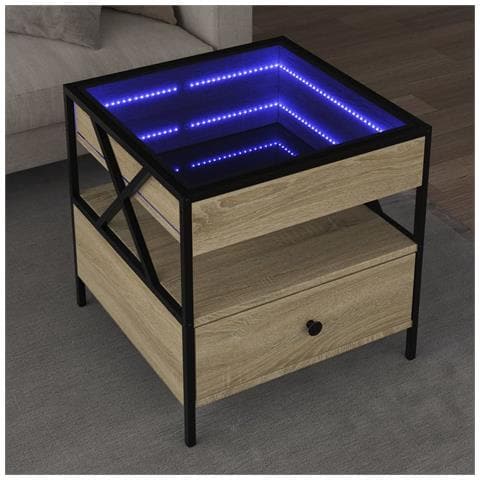 Tavolino Da Salotto Con Led Infinity Rovere Sonoma 50x50x51 Cm - Foto 1