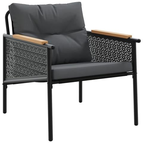 Set Mobili Da Balcone 4 Pz Con Cuscini Nero In Acciaio - Foto 2