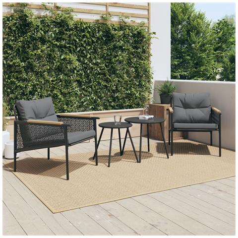 Set Mobili Da Balcone 4 Pz Con Cuscini Nero In Acciaio - Foto 8